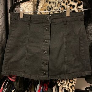 Black denim skirt